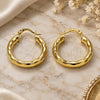 Oro Laminado Small Hoop, Gold Filled Style Hollow Design, Diamond Cutting Finish, Golden Finish, 02.170.0306.25