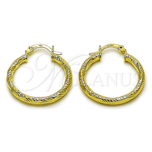 Gold Filled Hoop Earrings — Medium Hoop Hollow Design Diamond Cutting 02. — main product view — SKU 162698 | Oro Laminado aretes de aro — Medium Hoop Hollow diseño Diamond Cutting 02. — SKU 162698