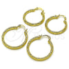 Oro Laminado Medium Hoop, Gold Filled Style Hollow Design, Diamond Cutting Finish, Golden Finish, 02.213.0254.1.25