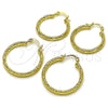 Oro Laminado Medium Hoop, Gold Filled Style Hollow Design, Diamond Cutting Finish, Golden Finish, 02.213.0254.1.25