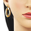 Oro Laminado Medium Hoop, Gold Filled Style Hollow Design, Diamond Cutting Finish, Golden Finish, 02.213.0769.30