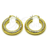 Oro Laminado Medium Hoop, Gold Filled Style Hollow Design, Diamond Cutting Finish, Golden Finish, 02.213.0769.30
