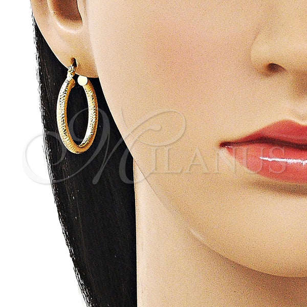 Gold Filled Hoop Earrings — Small Hoop Hollow Design Diamond Cutting 02. — alternate product view — SKU 162701 | Oro Laminado aretes de aro — aro pequeño Hollow diseño Diamond Cutting 02. — SKU 162701