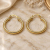 Oro Laminado Small Hoop, Gold Filled Style Hollow Design, Diamond Cutting Finish, Golden Finish, 02.213.0258.25