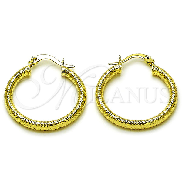 Gold Filled Hoop Earrings — Small Hoop Hollow Design Diamond Cutting 02. — main product view — SKU 162701 | Oro Laminado aretes de aro — aro pequeño Hollow diseño Diamond Cutting 02. — SKU 162701