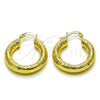 Oro Laminado Small Hoop, Gold Filled Style Hollow Design, Diamond Cutting Finish, Golden Finish, 02.213.0227.25