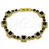 Oro Laminado Tennis Bracelet, Gold Filled Style Cluster Design, with Black and White Cubic Zirconia, Polished, Golden Finish, 03.266.0039.5.07