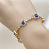 Oro Laminado Tennis Bracelet, Gold Filled Style Cluster Design, with White and Sapphire Blue Cubic Zirconia, Polished, Golden Finish, 03.266.0053.4.07