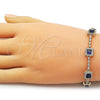 Oro Laminado Tennis Bracelet, Gold Filled Style Cluster Design, with White and Sapphire Blue Cubic Zirconia, Polished, Golden Finish, 03.266.0053.4.07 (Thickness, 8 Inches Length)