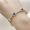 Oro Laminado Tennis Bracelet, Gold Filled Style Cluster Design, with White and Sapphire Blue Cubic Zirconia, Polished, Golden Finish, 03.266.0053.4.07 (Thickness, 8 Inches Length)