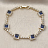 Oro Laminado Tennis Bracelet, Gold Filled Style Cluster Design, with White and Sapphire Blue Cubic Zirconia, Polished, Golden Finish, 03.266.0053.4.07 (Thickness, 8 Inches Length)