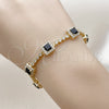 Oro Laminado Tennis Bracelet, Gold Filled Style Cluster Design, with Black and White Cubic Zirconia, Polished, Golden Finish, 03.266.0053.5.07