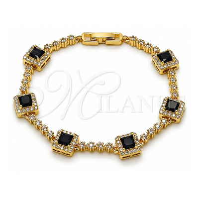 Oro Laminado Tennis Bracelet, Gold Filled Style Cluster Design, with Black and White Cubic Zirconia, Polished, Golden Finish, 03.266.0053.5.07 (Thickness, 8 Inches Length)