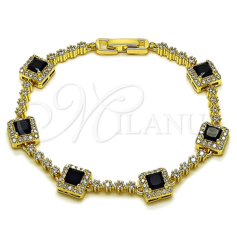 Oro Laminado Tennis Bracelet, Gold Filled Style Cluster Design, with Black and White Cubic Zirconia, Polished, Golden Finish, 03.266.0053.5.07 (Thickness, 8 Inches Length)