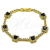 Oro Laminado Tennis Bracelet, Gold Filled Style Cluster Design, with Black and White Cubic Zirconia, Polished, Golden Finish, 03.266.0053.5.07 (Thickness, 8 Inches Length)