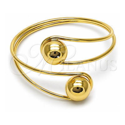 Oro Laminado Individual Bangle, Gold Filled Style Ball Design, Polished, Golden Finish, 07.213.0021 (40 MM Thickness, One size fits all)