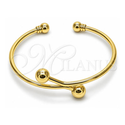 Oro Laminado Individual Bangle, Gold Filled Style Ball Design, Polished, Golden Finish, 07.213.0022 (Thickness, One size fits all)