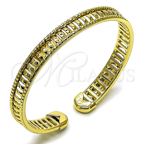 Oro Laminado Individual Bangle, Gold Filled Style Twist Design, Polished, Golden Finish, 07.213.0023 (08 MM Thickness, One size fits all)