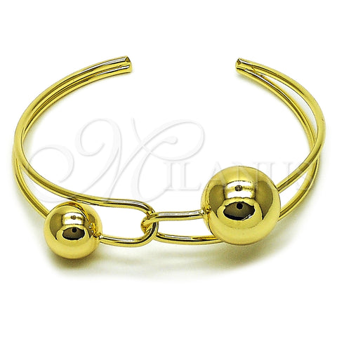 Oro Laminado Individual Bangle, Gold Filled Style Ball Design, Polished, Golden Finish, 07.213.0025