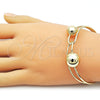 Oro Laminado Individual Bangle, Gold Filled Style Ball Design, Polished, Golden Finish, 07.213.0025 (Thickness, One size fits all)
