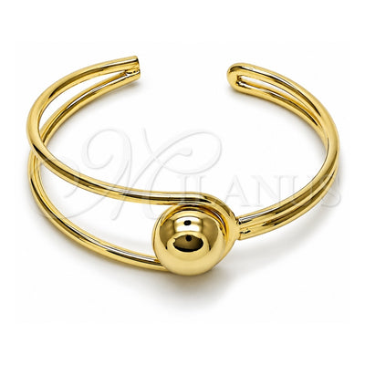 Oro Laminado Individual Bangle, Gold Filled Style Ball Design, Polished, Golden Finish, 07.213.0026 (18 MM Thickness, One size fits all)