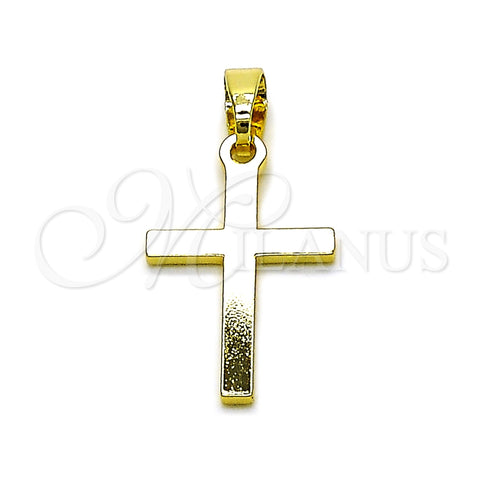 Oro Laminado Religious Pendant, Gold Filled Style Cross Design, Polished, Golden Finish, 05.213.0192