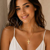 Oro Laminado Religious Pendant, Gold Filled Style Cross Design, Polished, Golden Finish, 05.213.0192