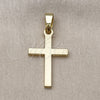 Oro Laminado Religious Pendant, Gold Filled Style Cross Design, Polished, Golden Finish, 05.213.0192