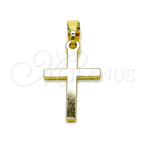 Oro Laminado Religious Pendant, Gold Filled Style Cross Design, Polished, Golden Finish, 05.213.0192