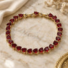 Oro Laminado Tennis Bracelet, Gold Filled Style Heart Design, with Garnet Cubic Zirconia, Polished, Golden Finish, 03.284.0064.1.08 (Thickness, 8 Inches Length)