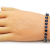 Oro Laminado Tennis Bracelet, Gold Filled Style Heart Design, with Sapphire Blue Cubic Zirconia, Polished, Golden Finish, 03.284.0064.3.08 (Thickness, 8 Inches Length)
