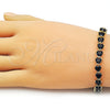 Oro Laminado Tennis Bracelet, Gold Filled Style Heart Design, with Black Cubic Zirconia, Polished, Golden Finish, 03.284.0064.4.08 (Thickness, 8 Inches Length)