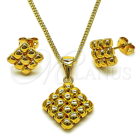 Oro Laminado Earring and Pendant Adult Set, Gold Filled Style Polished, Golden Finish, 10.342.0273