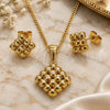 Oro Laminado Earring and Pendant Adult Set, Gold Filled Style Polished, Golden Finish, 10.342.0273