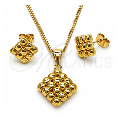 Oro Laminado Earring and Pendant Adult Set, Gold Filled Style Polished, Golden Finish, 10.342.0273
