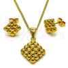 Oro Laminado Earring and Pendant Adult Set, Gold Filled Style Polished, Golden Finish, 10.342.0273