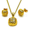 Oro Laminado Earring and Pendant Adult Set, Gold Filled Style Love Knot Design, Polished, Golden Finish, 10.342.0275