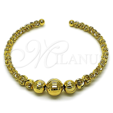 Oro Laminado Individual Bangle, Gold Filled Style Ball Design, Diamond Cutting Finish, Golden Finish, 07.282.0048
