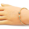 Oro Laminado Individual Bangle, Gold Filled Style Ball Design, with White Micro Pave, Diamond Cutting Finish, Golden Finish, 07.282.0049 (Thickness, One size fits all)