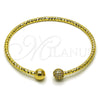 Oro Laminado Individual Bangle, Gold Filled Style Ball Design, with White Micro Pave, Diamond Cutting Finish, Golden Finish, 07.282.0049 (Thickness, One size fits all)