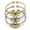 Oro Laminado Trio Bangle, Gold Filled Style Ball and Twist Design, Polished, Tricolor, 07.282.0050 (16 MM Thickness, One size fits all)