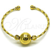 Oro Laminado Individual Bangle, Gold Filled Style Ball and Twist Design, Polished, Golden Finish, 07.282.0051