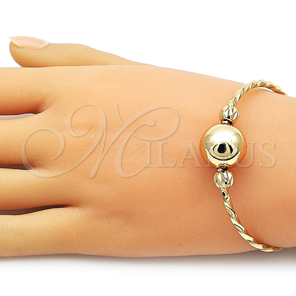 Gold Filled Jewelry — Individual Bangle Ball and Twist Design Polished 07. — alternate product view — SKU 162735 | Oro Laminado joyería — Individual Bangle Ball and Twist diseño pulido 07. — SKU 162735