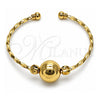 Oro Laminado Individual Bangle, Gold Filled Style Ball and Twist Design, Polished, Golden Finish, 07.282.0051 (16 MM Thickness, One size fits all)