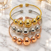 Oro Laminado Trio Bangle, Gold Filled Style Ball and Hollow Design, Polished, Tricolor, 07.282.0052 (16 MM Thickness, One size fits all)