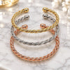 Oro Laminado Trio Bangle, Gold Filled Style Twist Design, Diamond Cutting Finish, Tricolor, 07.282.0053 (Thickness, One size fits all)