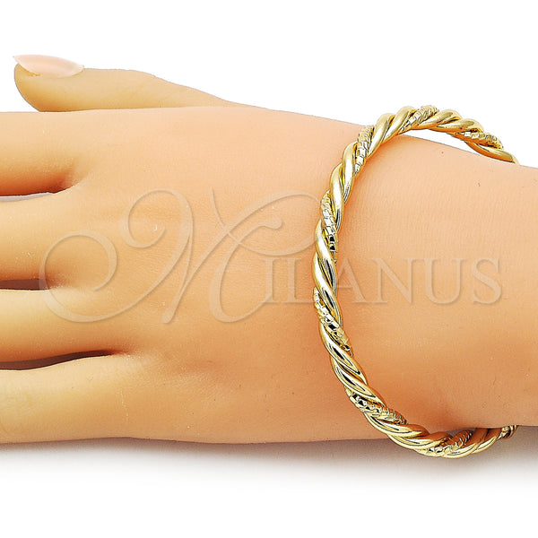 Gold Filled Jewelry — Individual Bangle Twist Design Diamond Cutting 07. Thickness — alternate product view — SKU 162738 | Oro Laminado joyería — Individual Bangle Twist diseño Diamond Cutting 07. Thickness — SKU 162738