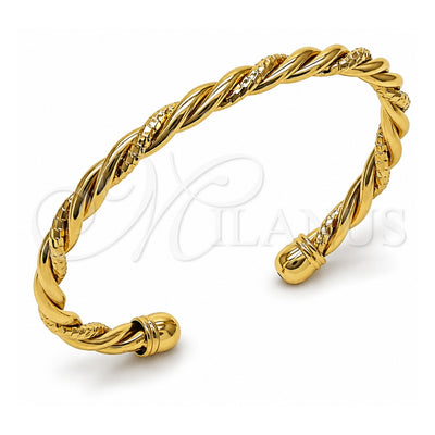 Oro Laminado Individual Bangle, Gold Filled Style Twist Design, Diamond Cutting Finish, Golden Finish, 07.282.0054 (Thickness, One size fits all)