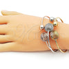 Oro Laminado Trio Bangle, Gold Filled Style Ball Design, Diamond Cutting Finish, Tricolor, 07.282.0055 (Thickness, One size fits all)