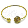Oro Laminado Individual Bangle, Gold Filled Style Ball Design, Diamond Cutting Finish, Golden Finish, 07.282.0056
